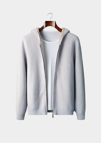 Premium Cashmere Two-Tone Zipper Hoodie | Solmar