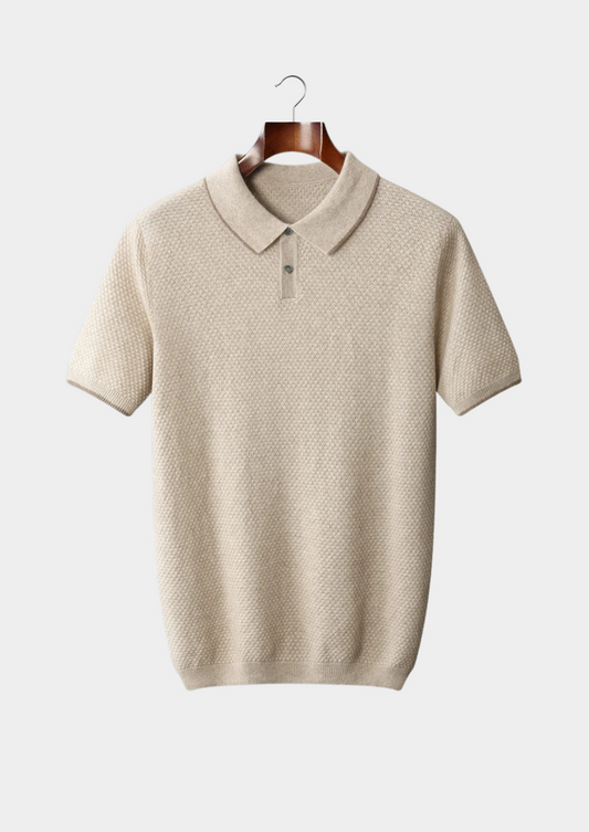 Premium Cashmere Ivory Two-Tone Polo | Solmar