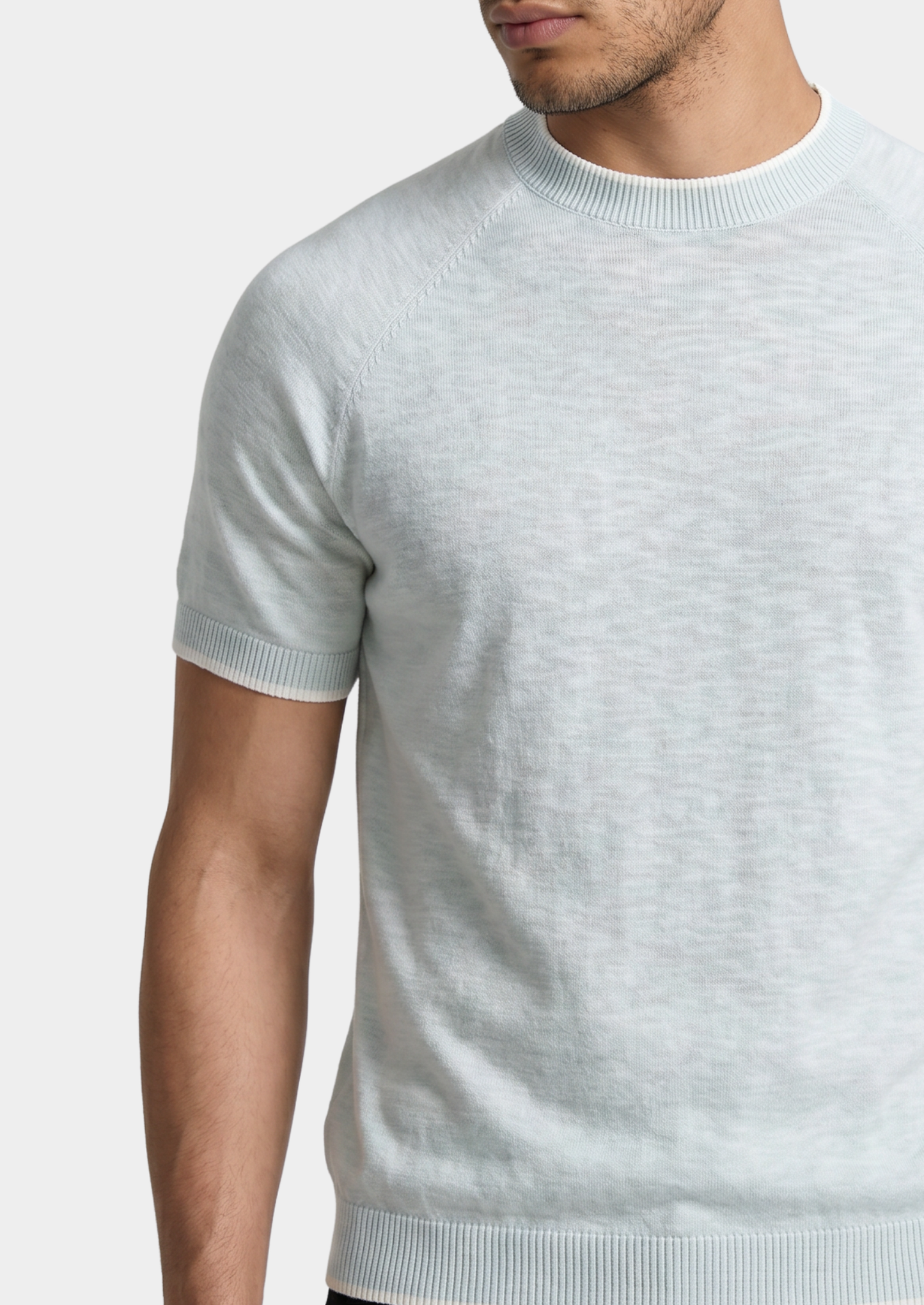 Capri Ice Blue Linen Contrast T-Shirt | Solmar