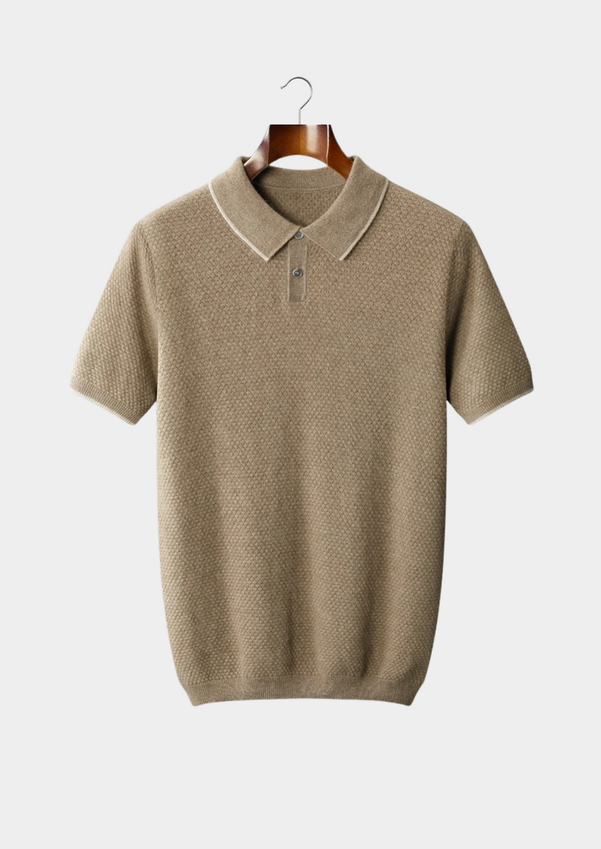 Premium Cashmere Beige Two-Tone Polo | Solmar