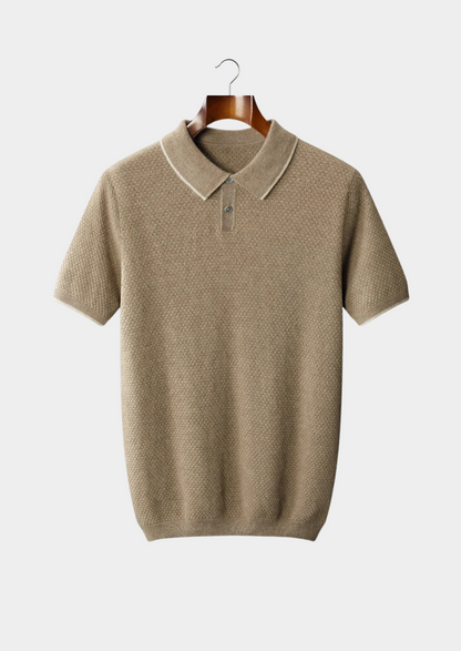 Premium Cashmere Beige Two-Tone Polo | Solmar