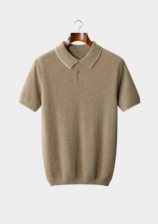 Premium Cashmere Beige Two-Tone Polo | Solmar