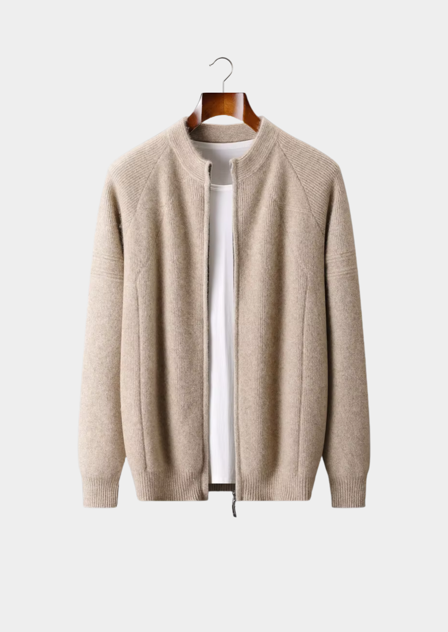 Pure Extra-Fine Merino Wool Ribbed Zip Cardigan | Solmar