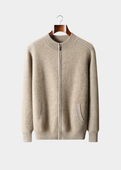 Premium Cashmere Two Tone Zip Cardigan | Solmar