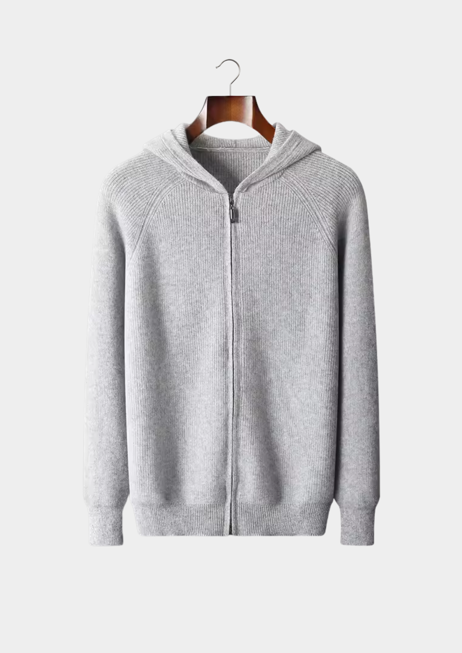 Pure Extra-Fine Merino Wool Ribbed Zip Hoodie | Solmar