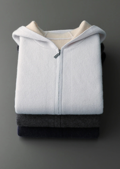 Premium Cashmere Two-Tone Zipper Hoodie | Solmar