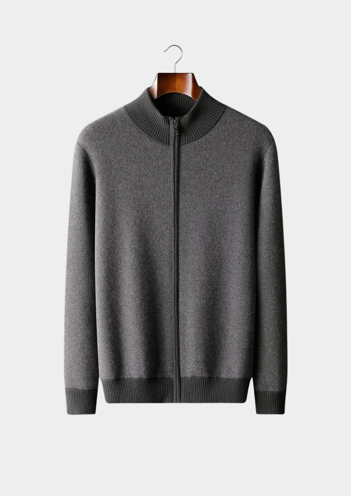 Premium Cashmere Jacquard Zip Cardigan | Solmar