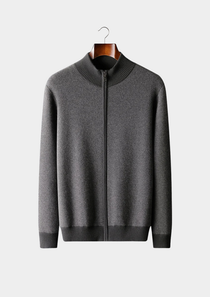 Premium Cashmere Jacquard Zip Cardigan | Solmar