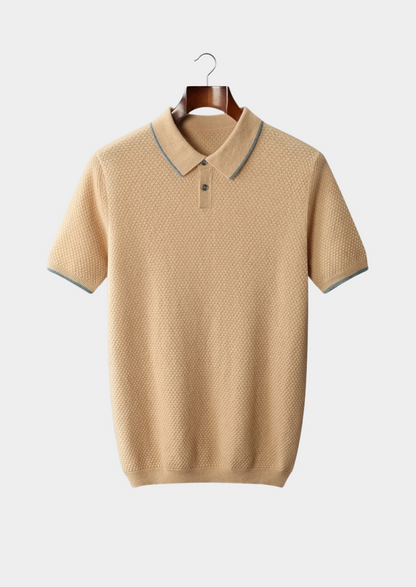 Premium Cashmere Mustard Two-Tone Polo | Solmar
