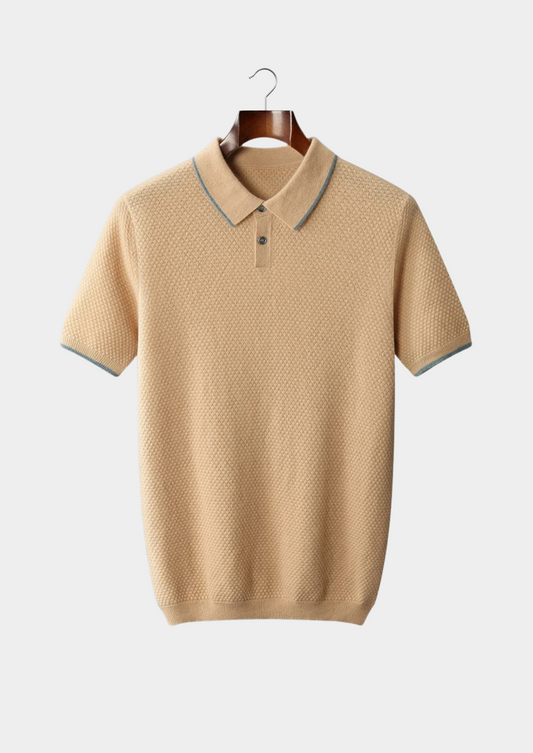 Premium Cashmere Mustard Two-Tone Polo | Solmar
