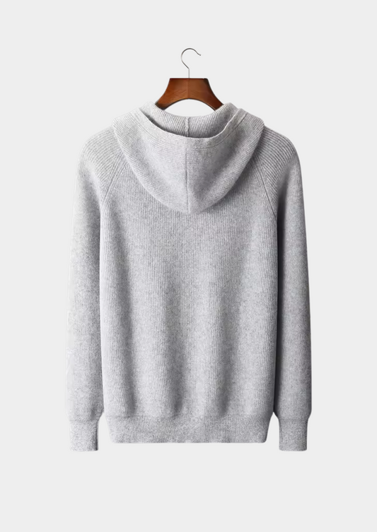 Pure Extra-Fine Merino Wool Ribbed Zip Hoodie | Solmar