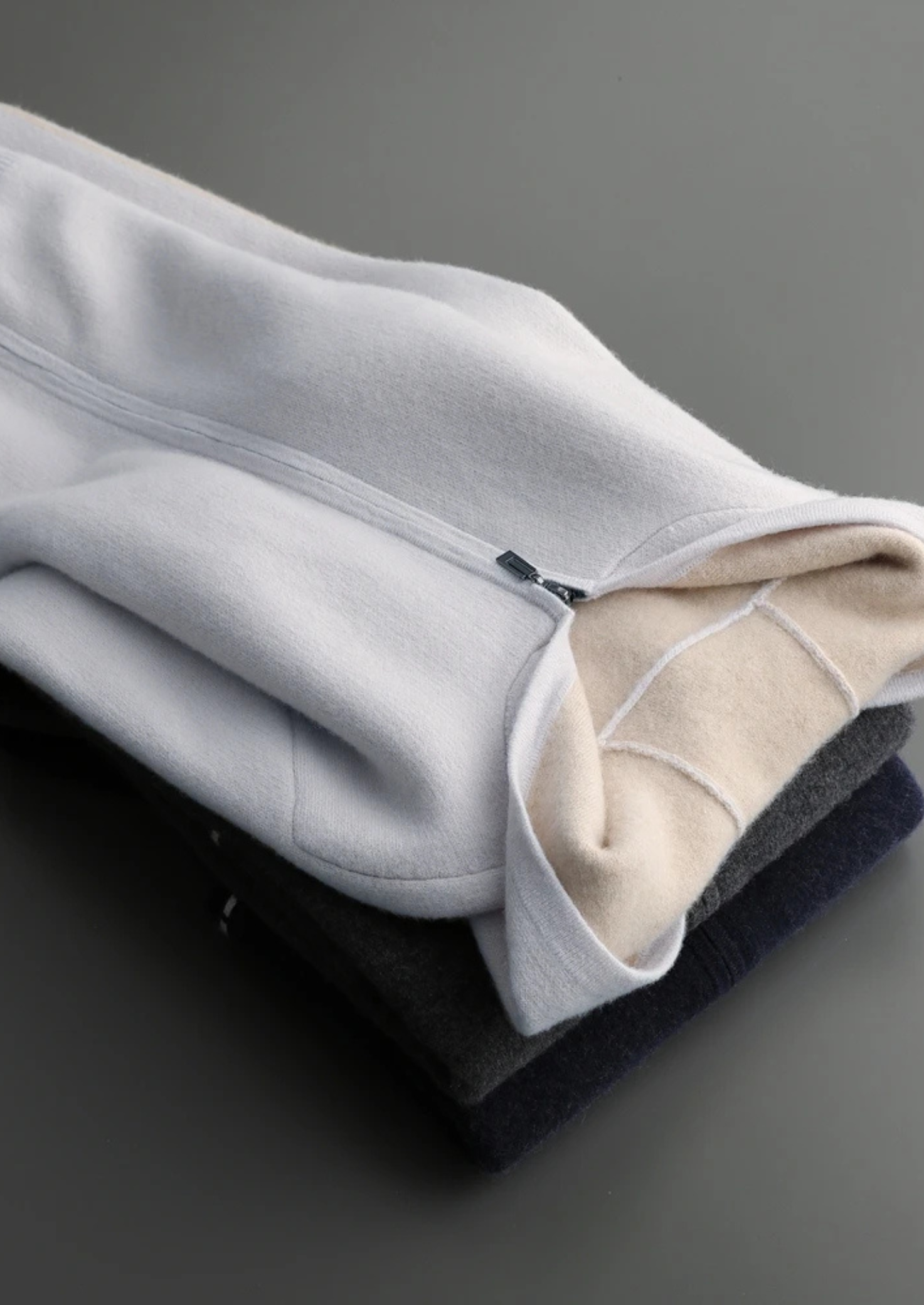 Premium Cashmere Two-Tone Zipper Hoodie | Solmar
