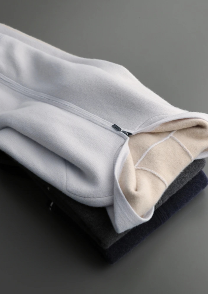 Premium Cashmere Two-Tone Zipper Hoodie | Solmar