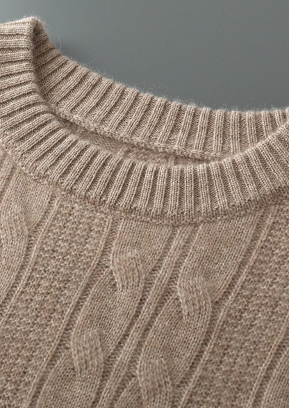 Pure Extra-Fine Merino Wool Cable Crewneck | Solmar