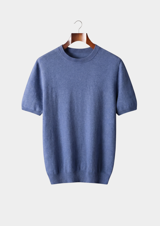 Premium Cashmere Classic Crewneck T-Shirt - Deep Atlantic | Solmar