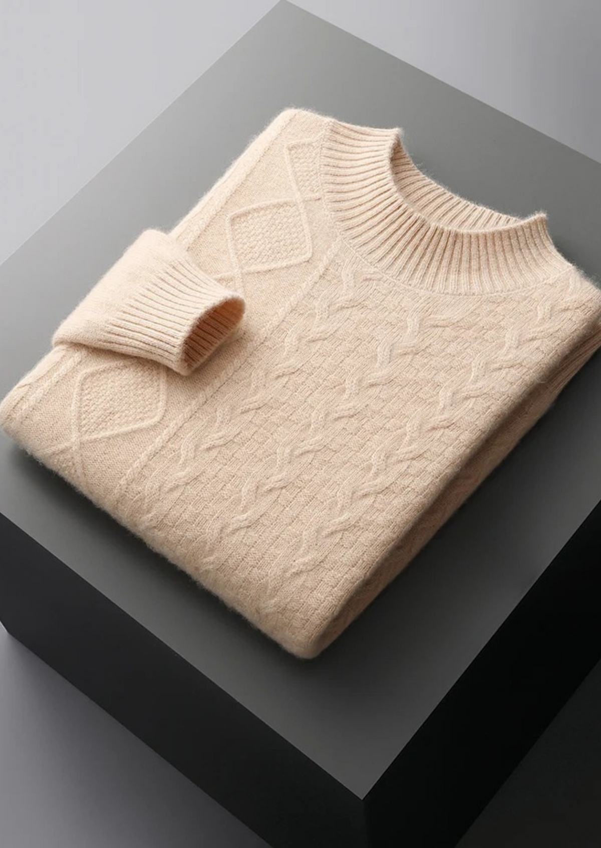 Pure Extra-Fine Merino Wool Jacquard Mockneck | Solmar