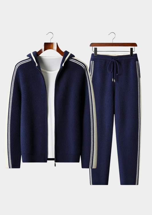 Pure Extra-Fine Merino Wool Navy Blue Damien Set | Solmar