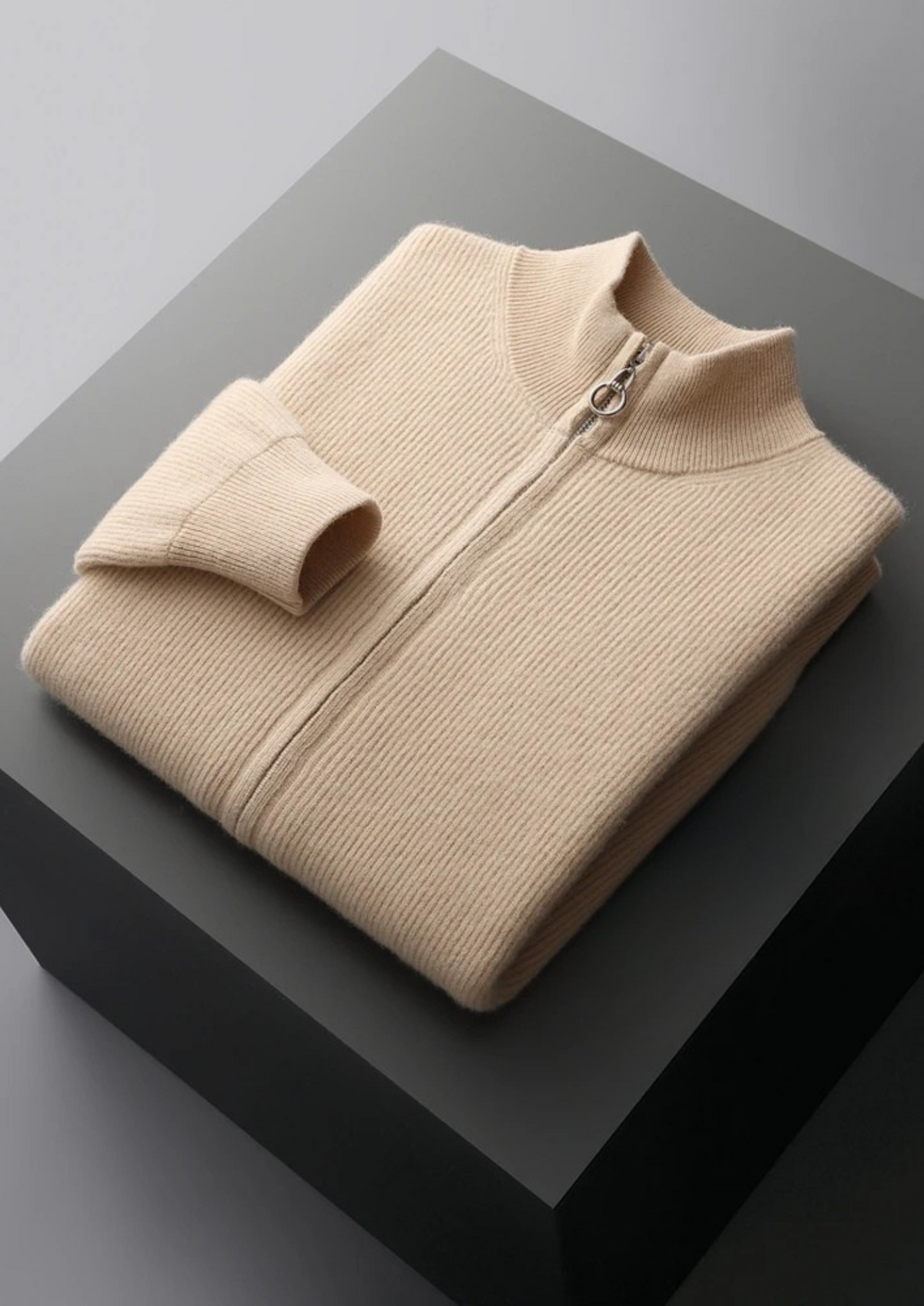 Pure Extra-Fine Merino Wool Ribbed Zip Cardigan | Solmar