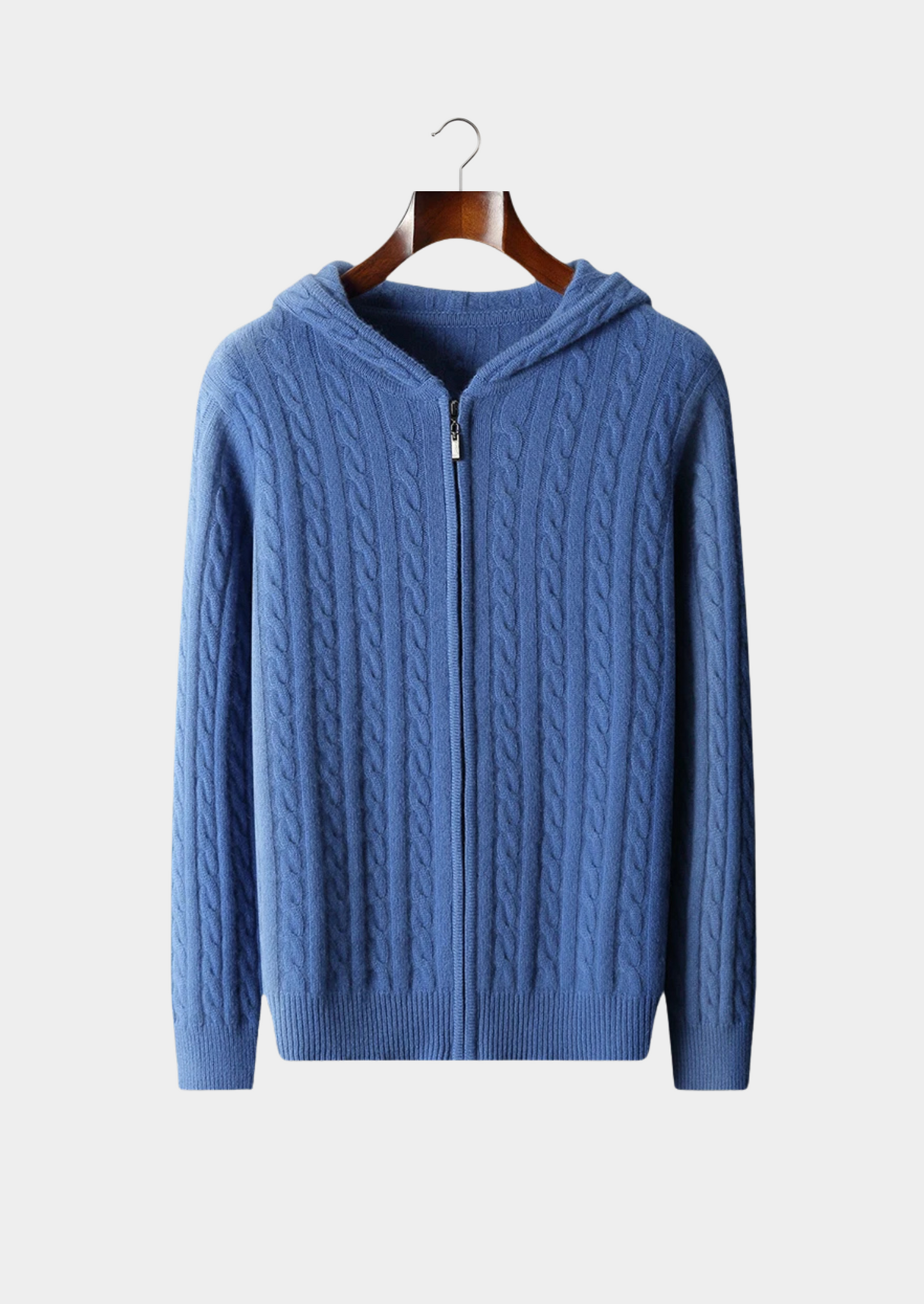 Premium Cashmere Cable Knit Zipper Hoodie | Solmar