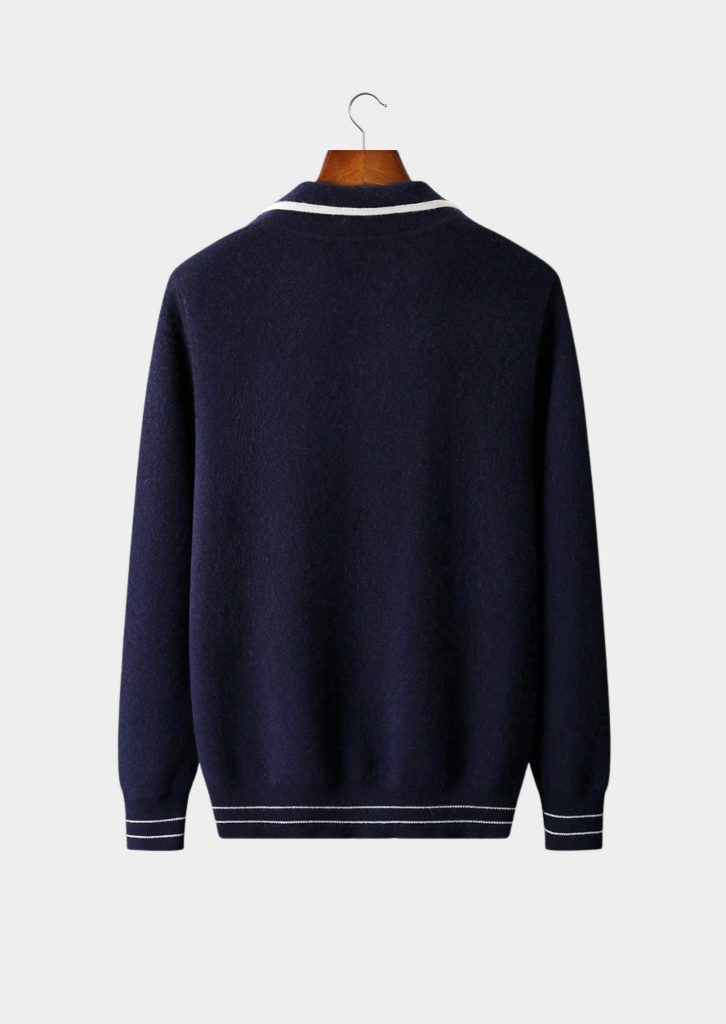 Pure Extra-Fine Merino Wool Two-Tone Polo Cardigan | Solmar