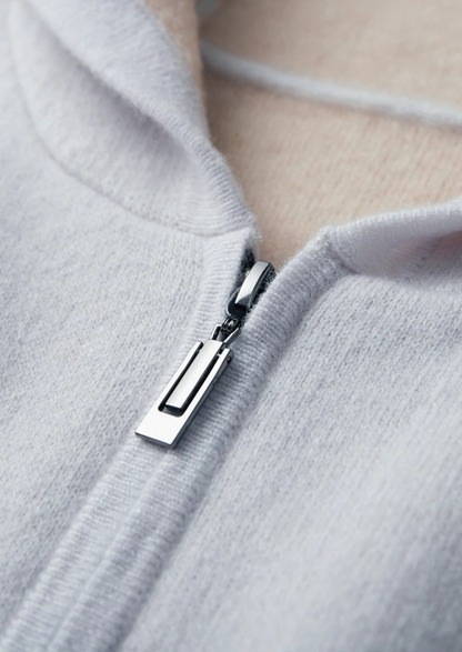 Premium Cashmere Two-Tone Zipper Hoodie | Solmar