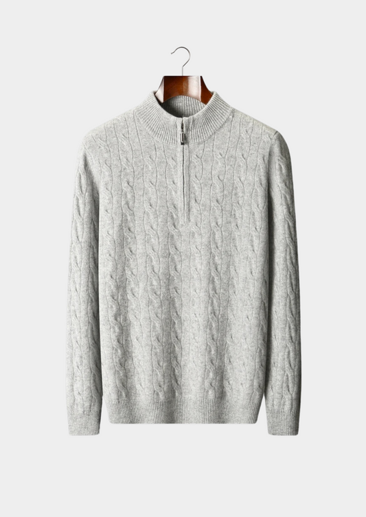 Pure Extra-Fine Merino Wool Cable Half Zip | Solmar