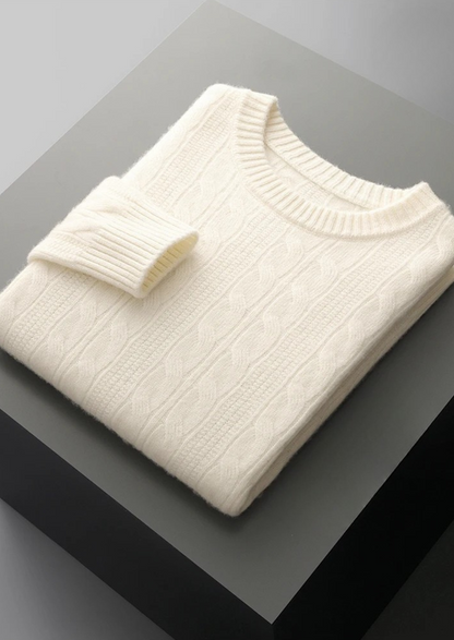 Pure Extra-Fine Merino Wool Cable Crewneck | Solmar