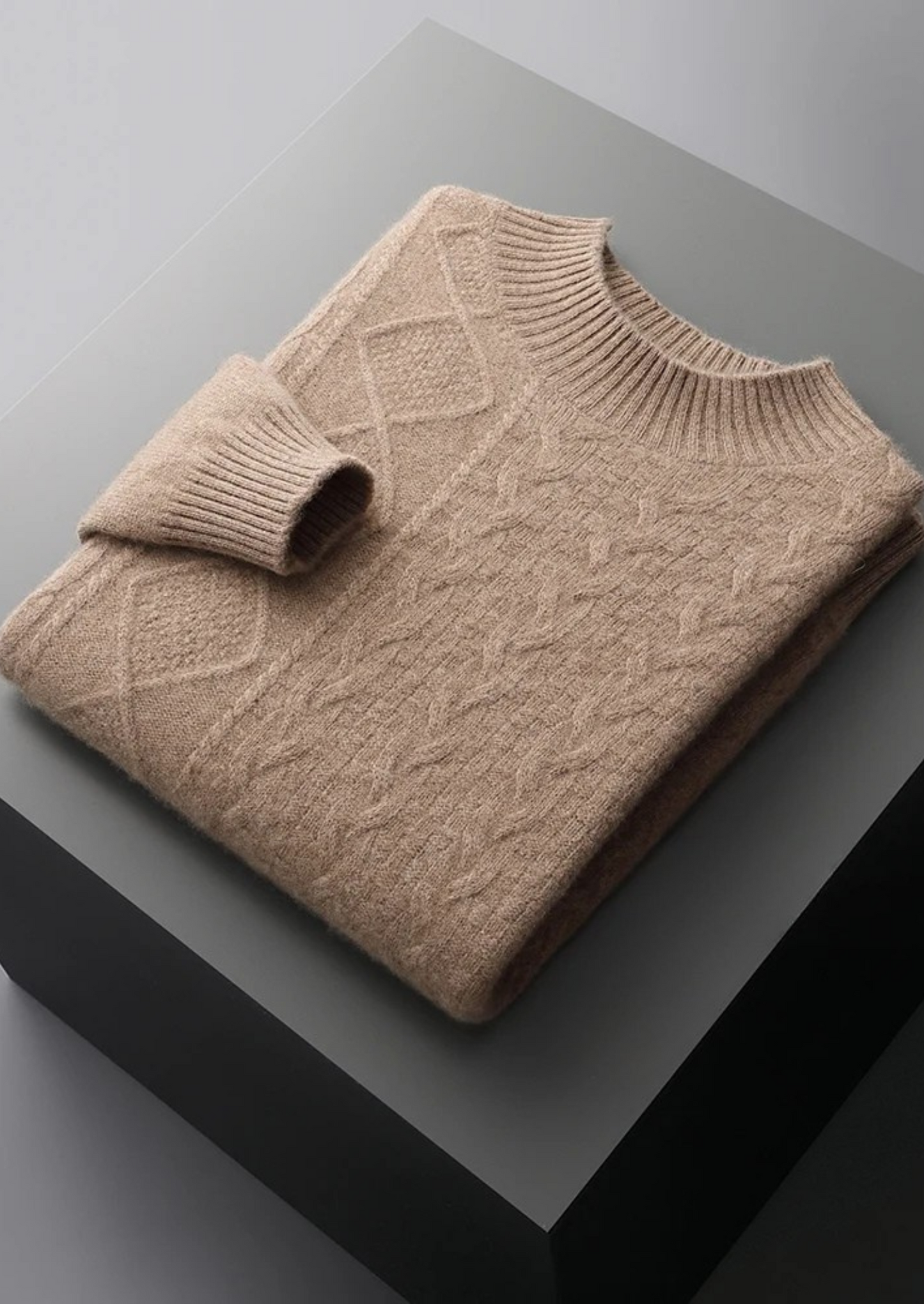 Pure Extra-Fine Merino Wool Jacquard Mockneck | Solmar