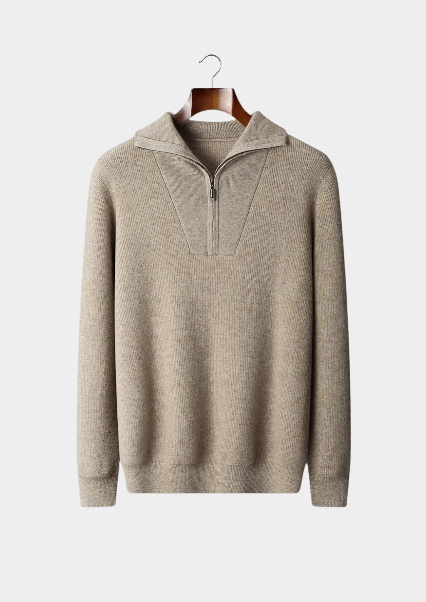 Premium Cashmere Ribbed Half-Zip Sweater | Solmar