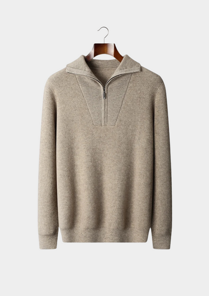 Premium Cashmere Ribbed Half-Zip Sweater | Solmar
