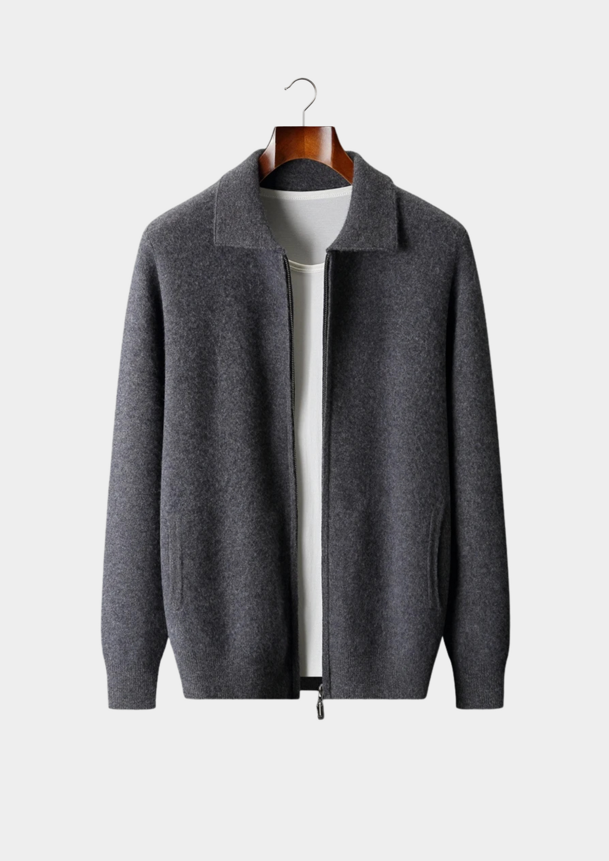 Premium Cashmere Zip Polo Cardigan | Solmar