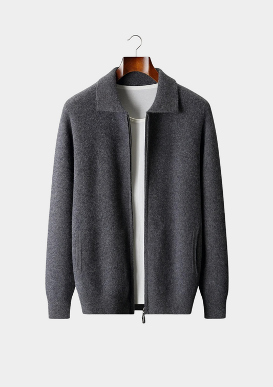 Premium Cashmere Zip Polo Cardigan | Solmar