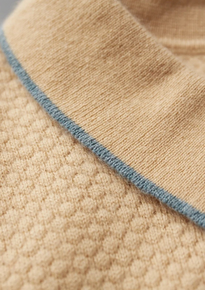 Premium Cashmere Mustard Two-Tone Polo | Solmar