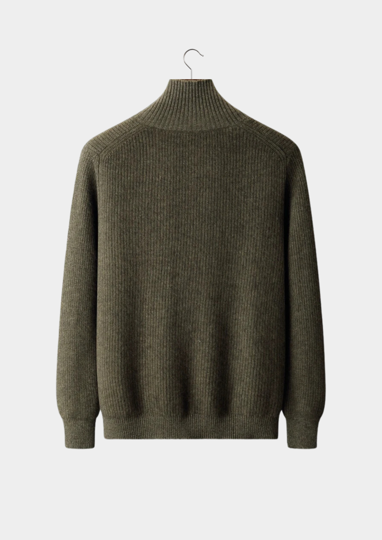 Premium Cashmere Ribbed High Collar Cardigan | Solmar