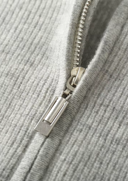 Pure Extra-Fine Merino Wool Ribbed Zip Hoodie | Solmar