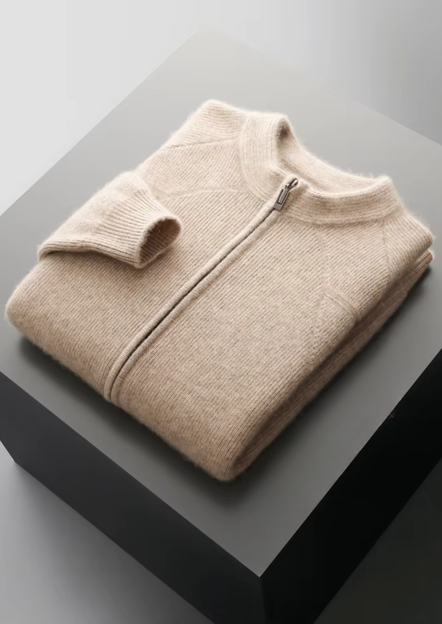 Pure Extra-Fine Merino Wool Ribbed Zip Cardigan | Solmar