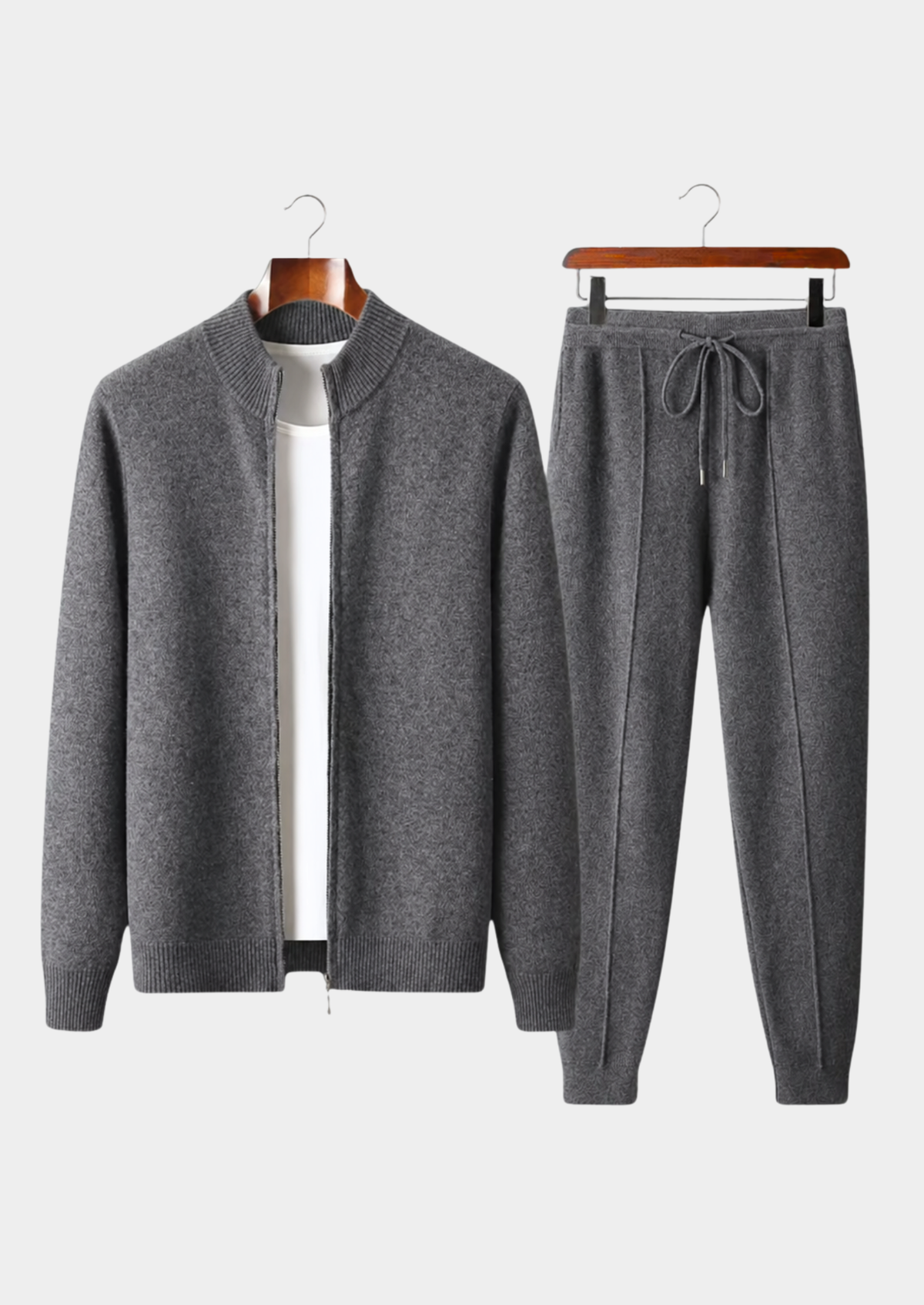 Pure Extra-Fine Merino Wool Dark Gray Luzzo Set | Solmar