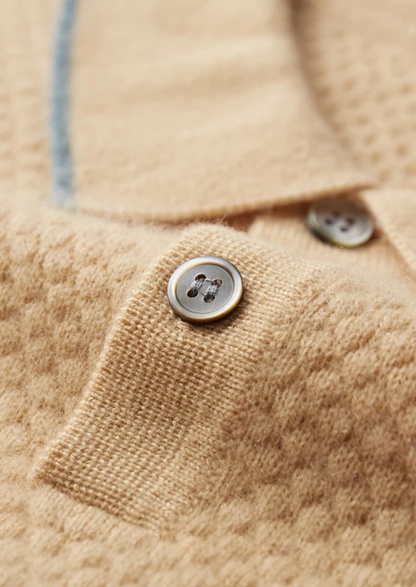 Premium Cashmere Mustard Two-Tone Polo | Solmar