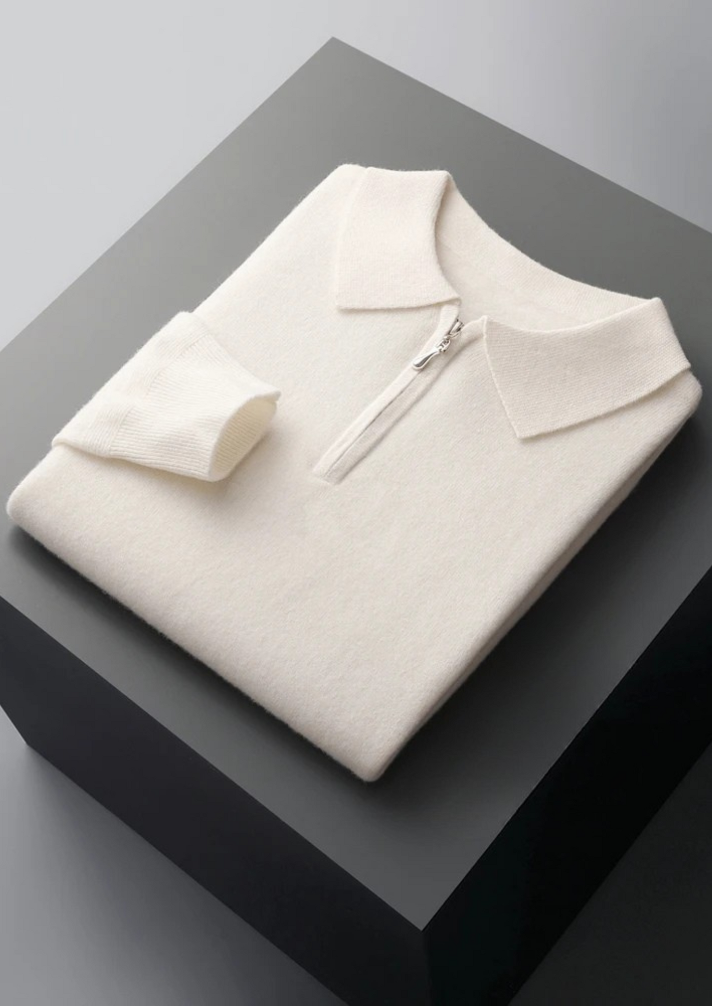 Polo con Media Cremallera de Lana Merino Extrafina Pura