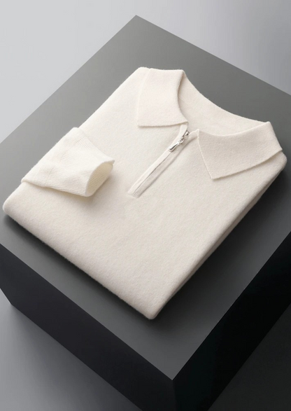 Polo con Media Cremallera de Lana Merino Extrafina Pura