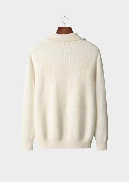 Pure Extra-Fine Merino Wool Ribbed Zipper Cardigan | Solmar