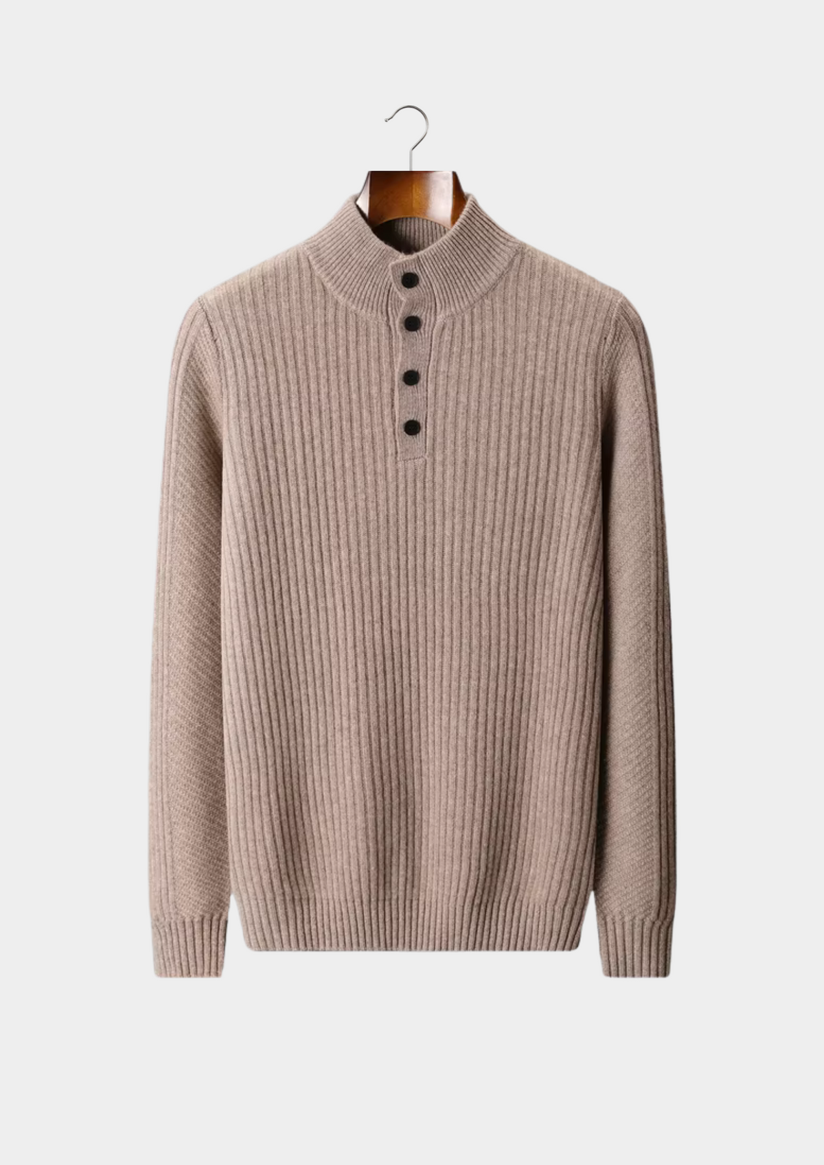 Pure Extra-Fine Merino Wool Ribbed Henley Sweater | Solmar