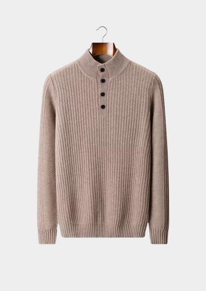 Pure Extra-Fine Merino Wool Ribbed Henley Sweater | Solmar