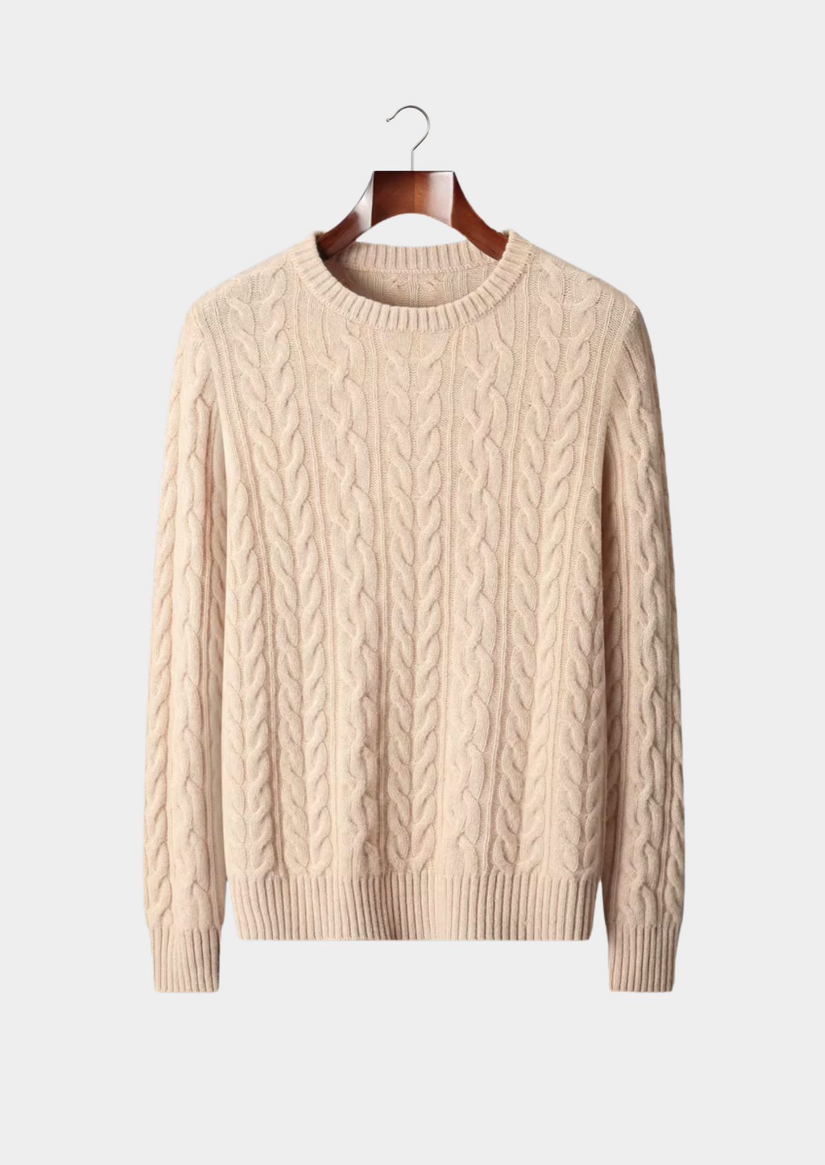 Pure Extra-Fine Merino Wool Cable Knit Crewneck | Solmar