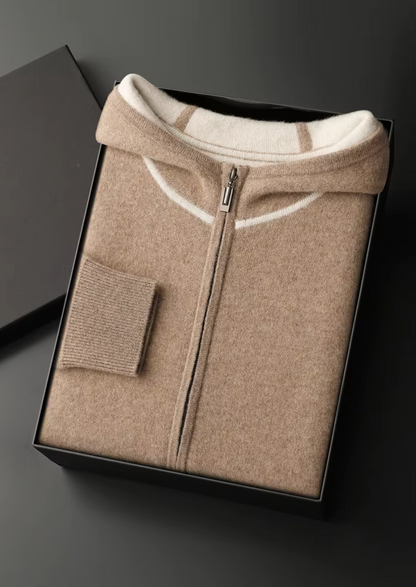 Premium Cashmere Two Tone Zipper Hoodie | Solmar