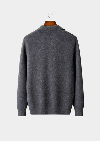 Premium Cashmere Zip Polo Cardigan | Solmar