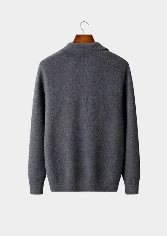 Premium Cashmere Zip Polo Cardigan | Solmar