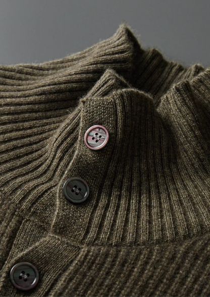 Premium Cashmere Ribbed High Collar Cardigan | Solmar