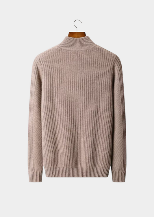 Pure Extra-Fine Merino Wool Ribbed Henley Sweater | Solmar