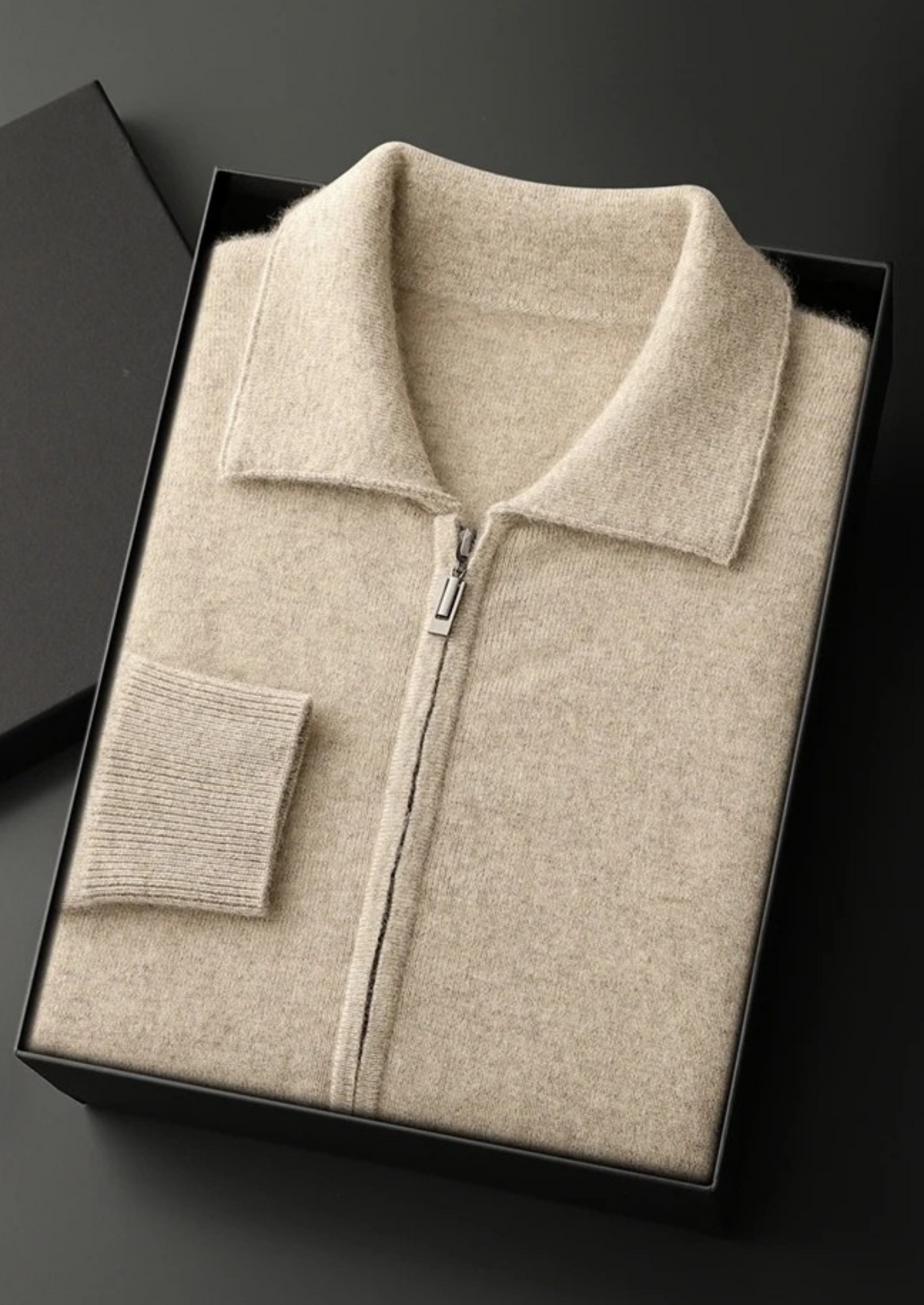 Premium Cashmere Zip Polo Cardigan | Solmar